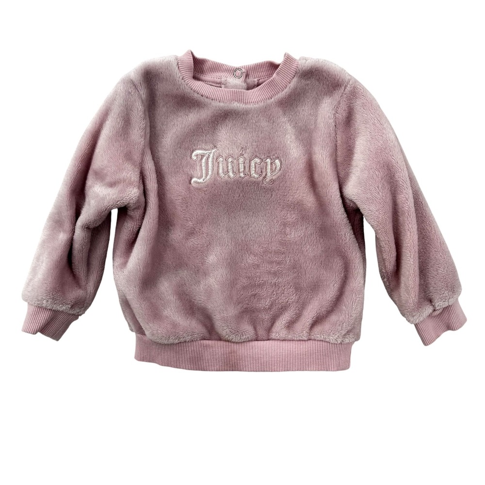 Juicy Couture Baby Girl Pink Plush Fleece Pullover Sweatshirt 12M RN130323